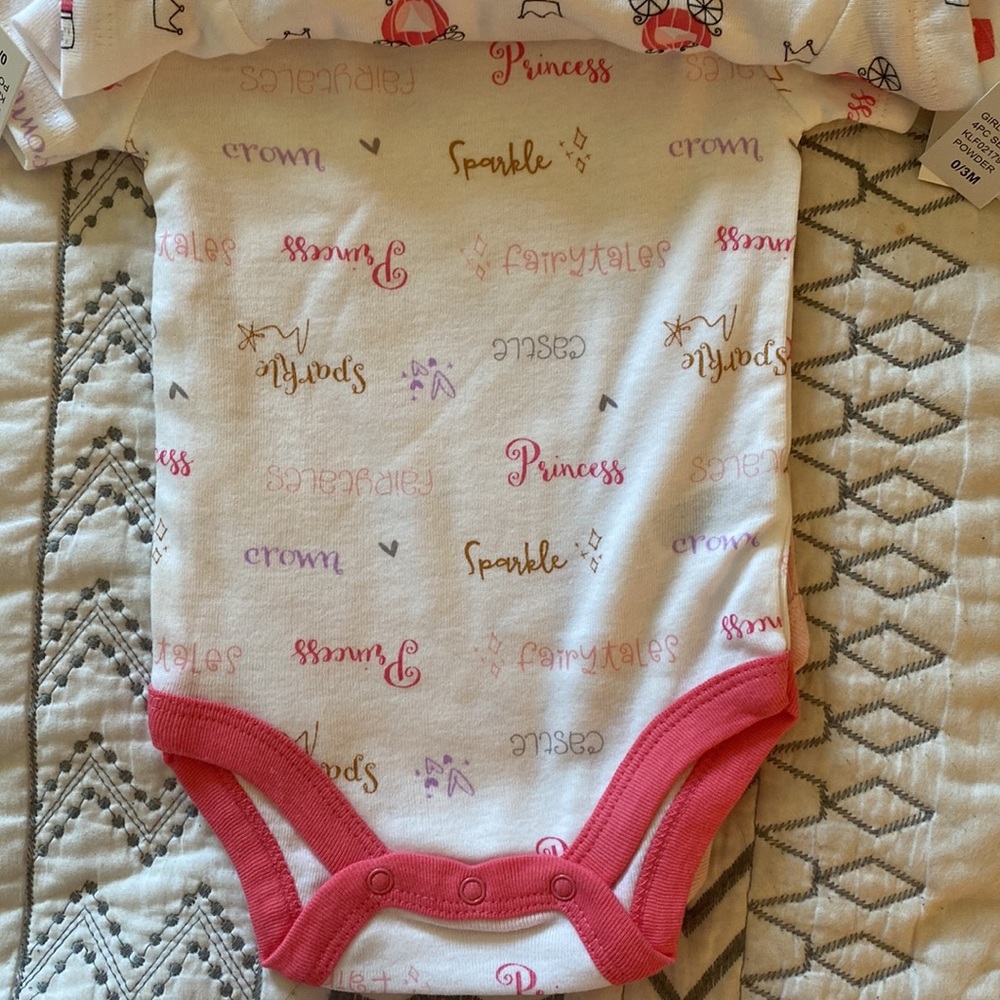 Koala Baby 4Pk Princess Bodysuits‎ | 0-3 Month - Picture 4 of 6